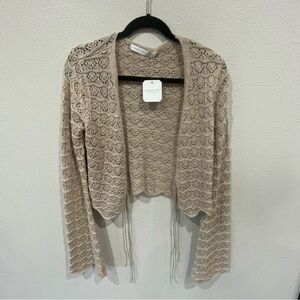 Altar'd State Tan Lace, Tie Front Cardigan